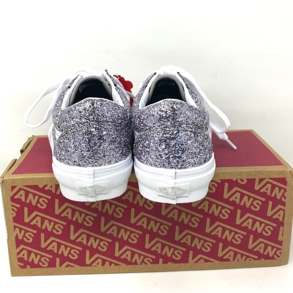 VANS Women's Size 6 VN0A5KRF8E5 OLD SKOOL SHINY PARTY Silver Canvas Low Sneakers - Picture 6 of 11